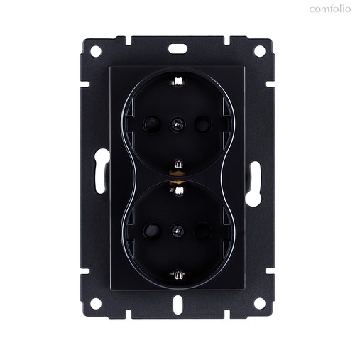 Розетка штепсельная SCHUKO двойная 16A/250 В, черный Kollinger REA-032BK для Aspekt, Eleganz, Reflex - Kollinger