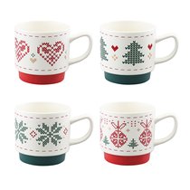 Набор из четырех кружек Knitted tale из коллекции New Year Essential, 380 мл - Tkano