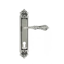 Дверная ручка Venezia Monte Cristo CYL на планке PL96 натуральное серебро + черный - Venezia Collezione