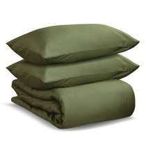 Комплект постельного белья полутораспальный из сатина оливкового цвета из коллекции Wild - Tkano