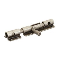 263FA20_A Задвижка дверная, круглый ригель, с отверстием для навесного замка, пружина ALDEGHI 200мм античное серебро - Aldeghi Luigi