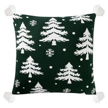 Подушка вязаная с новогодним рисунком Морозный Лесиз коллекции New Year Essential, 45x45 см - Tkano