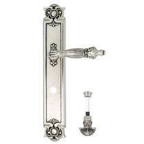 Дверная ручка Venezia Olimpo WC-4 на планке PL97 натуральное серебро + черный - Venezia Collezione