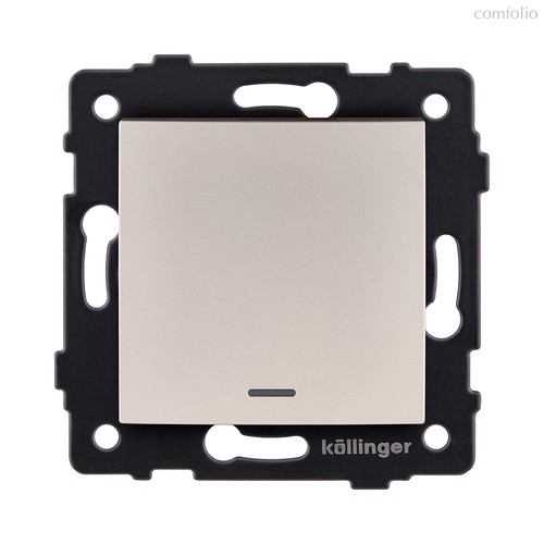 Выключатель 1-клавишный проходной 10А/250В с LED подсветкой, изогнутый, золотой Kollinger REA-R-004GD для Aspekt, Eleganz, Reflex - Kollinger