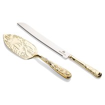 Набор для торта Queen Anne 2 предмета: нож 26см и лопатка 30см, золотой цвет, сталь - Queen Anne