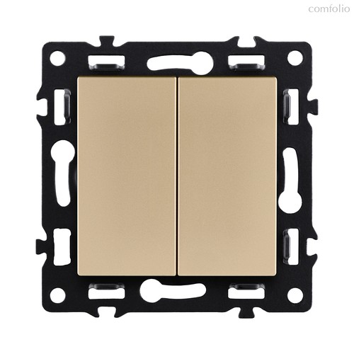 Выключатель 2-клавишный 10А/250В, золотой Kollinger Asthetik AS-004GD - Kollinger