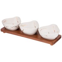 Менажница На Деревянной Подставке Коллекция Золотой Мрамор Цвет: White 34x11 см