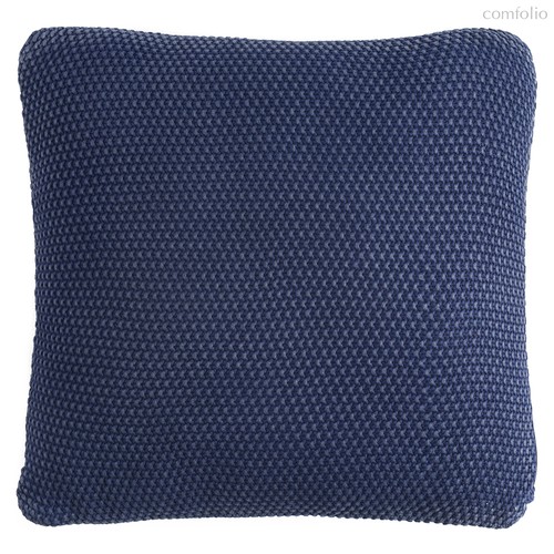 Подушка декоративная из стираного хлопка темно-синего цвета из коллекции Essential, 45х45 см - Tkano