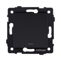 Выключатель кнопочный 1-клавишный 10А/250В с LED подсветкой, черный матовый Kollinger REA-S-013BM для Aspekt, Eleganz, Reflex - Kollinger