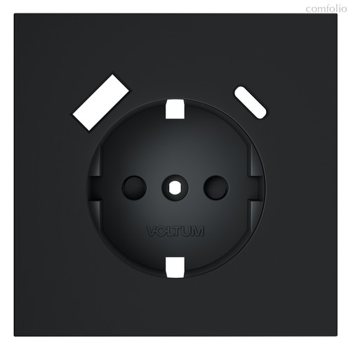 Накладка для розетки с заземлением и защитными шторками, с USB A+C, S70 графит - Voltum