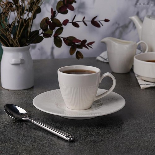 Кофейная пара 85 мл d 6 см h5,5 см Neo Silk 6шт., цвет белый - Noble