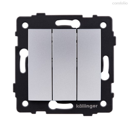 Выключатель 3-клавишный 10А/250В, изогнутый, серый Kollinger REA-R-012GY для Aspekt, Eleganz, Reflex - Kollinger