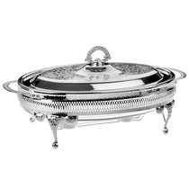 Мармит овальный с подогревом, с крышкой Queen Anne 41см, сталь, посеребрение - Queen Anne