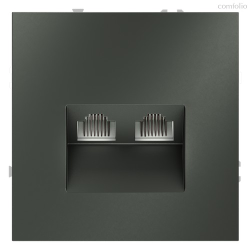 Розетка компьютерная встраиваемая VOLTUM S70 двойная RJ45+RJ45 кат.6, (титан) - Voltum