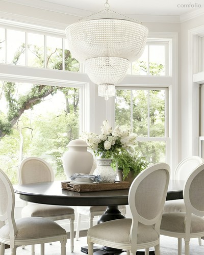 Большая серебряная люстра Карла со стеклянными бусами, цвет никель - Louvre Home