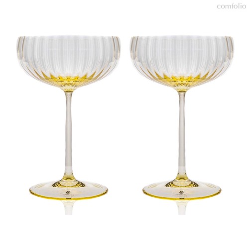 Набор креманок для шампанского Anna Von Lipa Лион 280 мл, 2 шт, стекло хрустальное, желтый - Anna Von Lipa