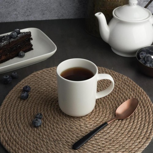 Кружка 275 мл белая d 7,4 см h9,2 см фарфор Coupe Fine Plus 6шт. - Noble