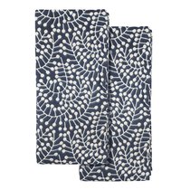 Набор из двух муслиновых полотенец темно-синего цвета с принтом Спелая Смородина из коллекции Scandinavian touch, 50х70 см - Tkano
