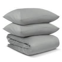 Комплект постельного белья из сатина светло-серого цвета из коллекции Essential - Tkano