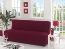 Чехол для дивана "KARNA" трехместный без подлокотников, без юбки, цвет бордовый - Bilge Tekstil
