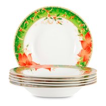 Набор тарелок суповых Lamart Palais Royal Рождественская звезда 23 см, 6 шт, фарфор, 23 см - Lamart