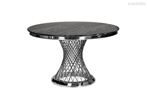 Стол обед иск. мрам Черный Аликанто (Nero Alicanto)/хром d120x75 - Garda Decor