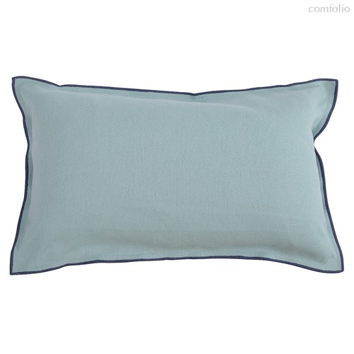 Чехол на подушку из фактурного хлопка голубого цвета с контрастным кантом из коллекции Essential, 30х50 см - Tkano