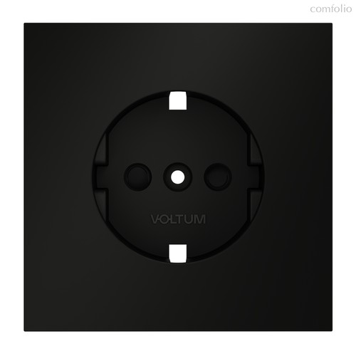Накладка для розетки с заземлением и защитными шторками, S70 черный матовый - Voltum