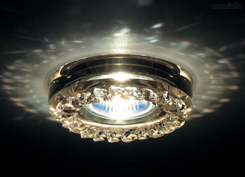 Donolux Светильник встраиваемый декоративный хрустальный, золото D 100 H 70 мм, галог. лампа MR16 GU - Donolux