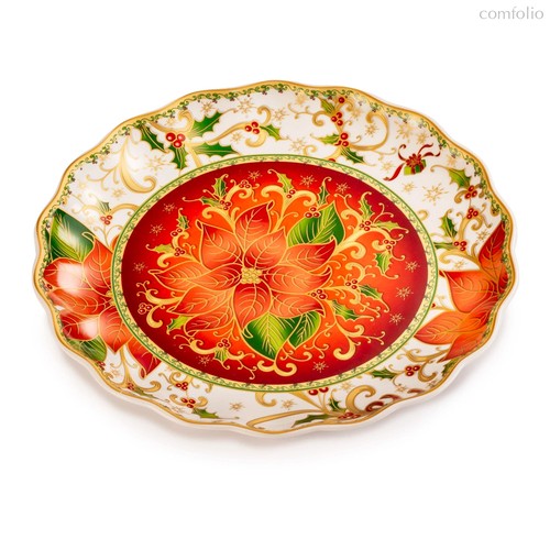 Блюдо Lamart Palais Royal Рождественская звезда 28 см, борт волна, фарфор - Lamart