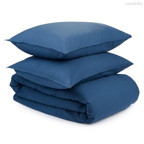 Комплект постельного белья двуспальный темно-синего цвета из органического стираного хлопка из коллекции Essential - Tkano