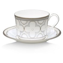 Чашка чайная с блюдцем Noritake Трефолио, платиновый кант 250 мл - Noritake