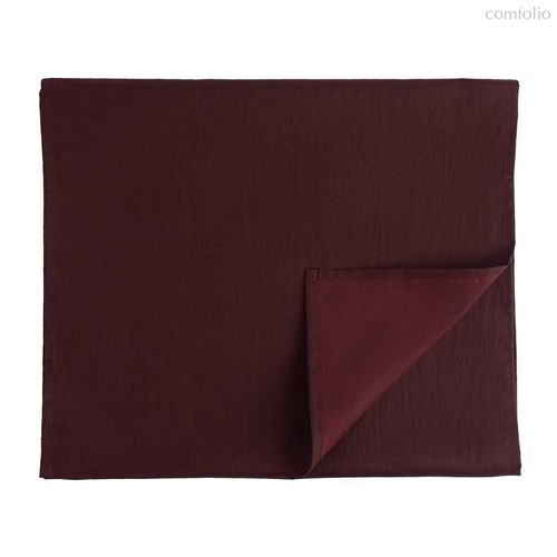 Дорожка на стол из умягченного льна с декоративной обработкой бордового цвета Essential, 45х150 см - Tkano