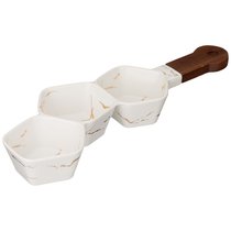 Менажница с Деревянной Ручкой Коллекция Золотой Мрамор Цвет:White 36x10x5 см