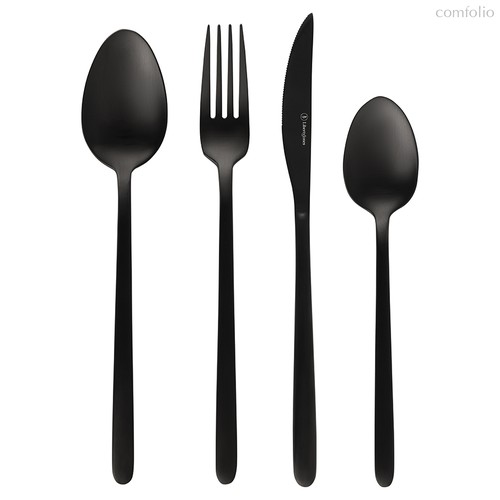 Набор столовых приборов Pure, черные матовые, 16 пред. - Liberty Jones