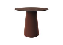 Стол обеденный Lagom D 100 см (орех / кирпичный, кожа) - Ellipse