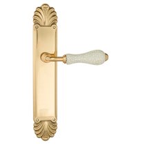 Дверная ручка Venezia Colosseo белая керамика паутинка на планке PL87 полированная латунь - Venezia Collezione