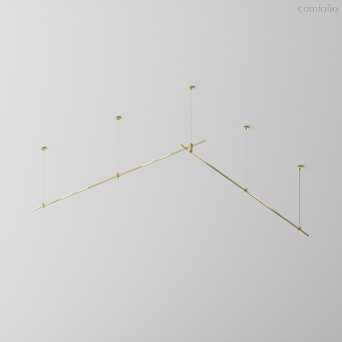 Готовая конструкция прямая двухуровневая на тросовых подвесах Hang без светильников и блока питания, латунь - Maytoni