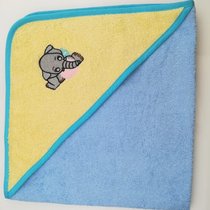 Уголок дет. махровый с вышивкой Слоненок (желто-голубой), 70x70 - Valtery