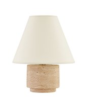 Бежевая настольная лампа Бронко из травертина, цвет белый - Louvre Home