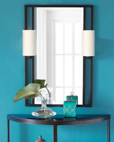 Черное зеркало с бра Дуглас, цвет черный - Louvre Home