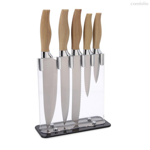 Набор кухонных ножей с акриловой подставкой Baobab 5шт., цвет серый - Quid