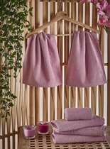 Салфетки махровые "KARNA" PETEK 30x50 см 1/1, цвет розовый - Bilge Tekstil
