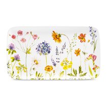 Блюдо прямоугольное Decor de table Полевые цветы 36,7х21 см, керамика, белое - Decor De Table