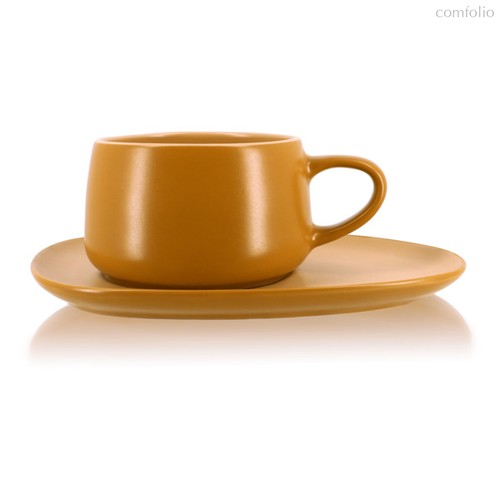 Чашка чайная с блюдцем OGO Outo 300 мл, керамика, желтая - OGO