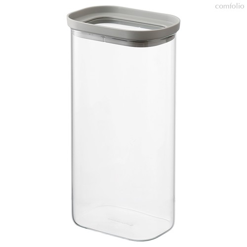 Банка для хранения прямоугольная Vacuum Glass, 1,75 л, светло-серая - Smart Solutions