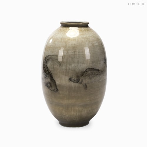 Ваза Fish I высота 47, цвет белый/золотой/черный - Cosmo