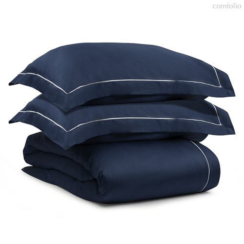Комплект постельного белья без простыни из египетского хлопка Essential, темно-синий, полутороспальн, цвет темно-синий, 1.5-спальный - Tkano
