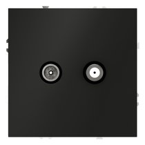 Розетка телевизионная встраиваемая VOLTUM S70 оконечная TV+SAT, (черный матовый) - Voltum