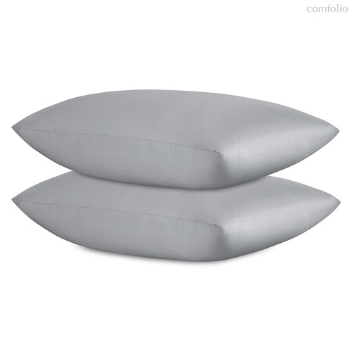 Набор наволочек из премиального сатина светло-серого цвета из коллекции Essential, 50х70 см - Tkano
